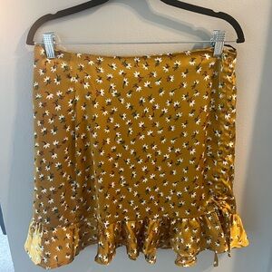 Lulu's Mustard Floral Mini Skirt